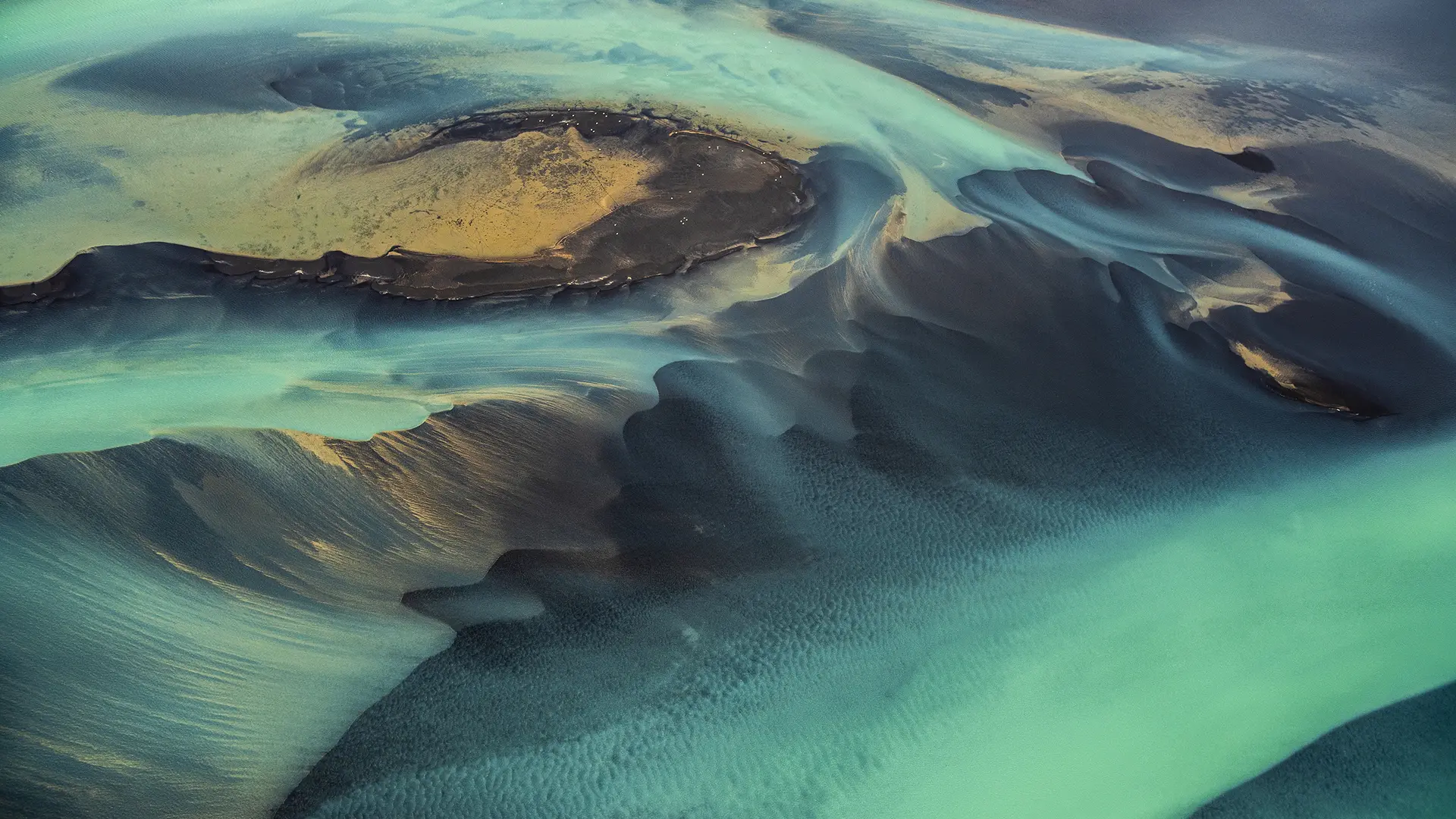 Blue and green pattern of a desert