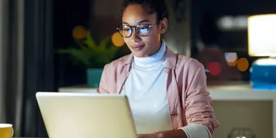 woman working at a laptop